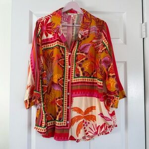 NEW Christian Siriano Vibrant Floral Women's Rayon Top Size 2X